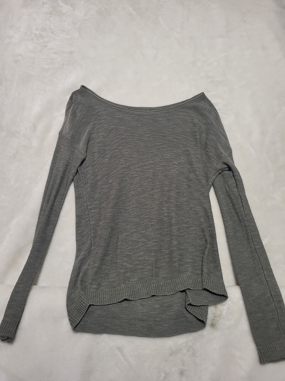 Off-shoulder sage green thin sweater